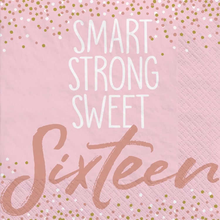 Sweet Sixteen Blush Beverage Napkins