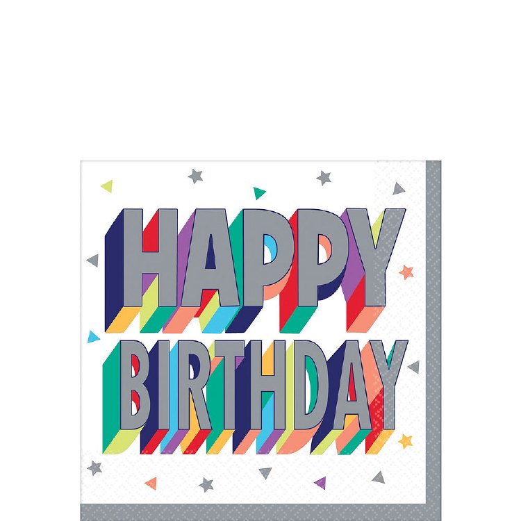 Happy Birthday Beverage Napkin 16ct