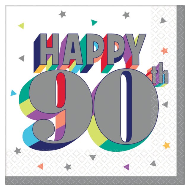 Happy 90th Beverage Napkin 16ct