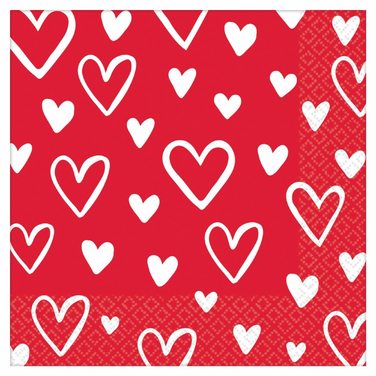 Heart Day Beverage Napkins
