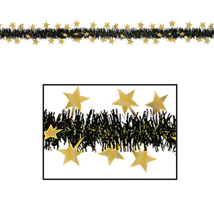 Garland Met Star Fringe Black/Gold