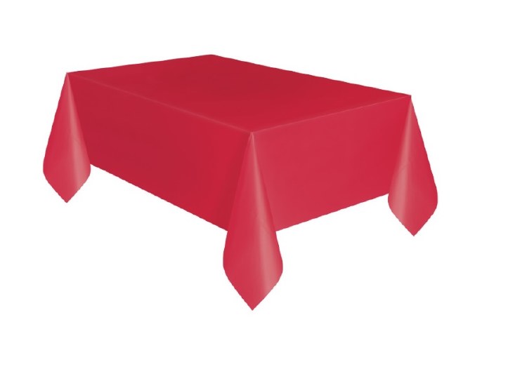 Red Tablecover Plastic Rect.