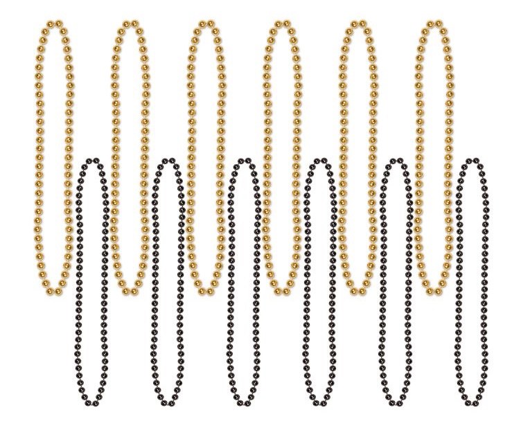 Beads Party Sm Round Blk/Gld