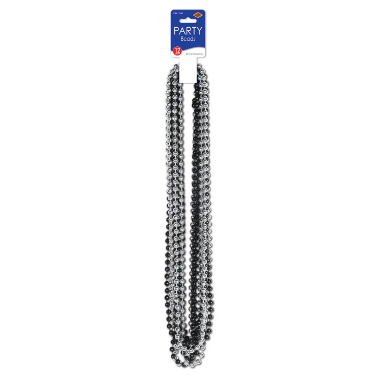Beads Party Sm Round Blk/Sil
