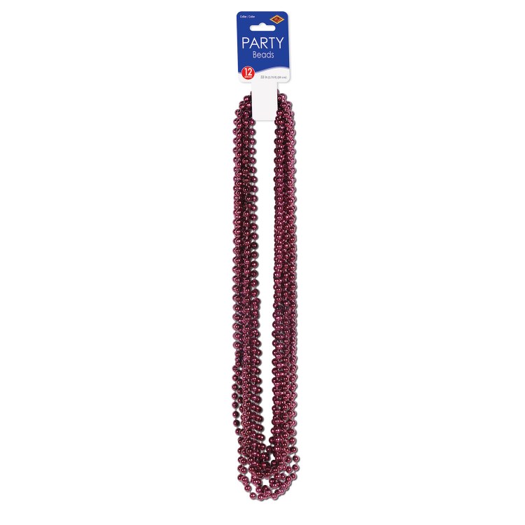 Beads Party Sm Round Maroon