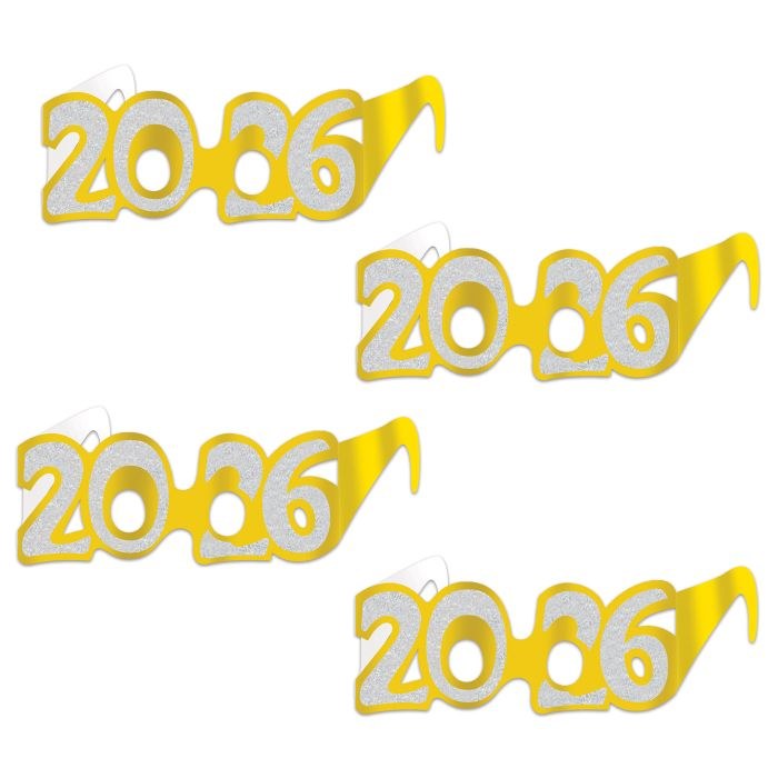 2026 Glitter Glasses Gold 4ct