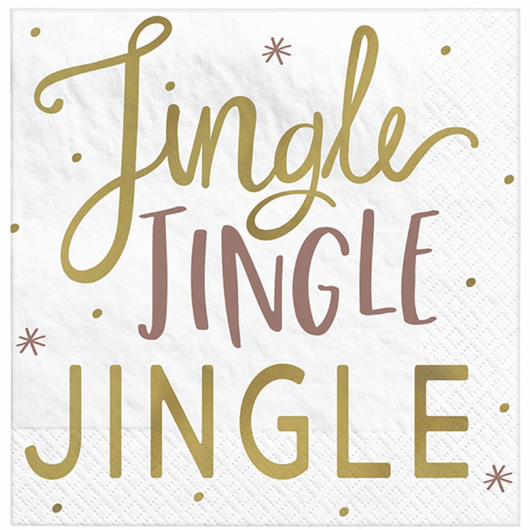 Jingle Jingle Jingle Foil Beverage Napkins ~ 16 Pack