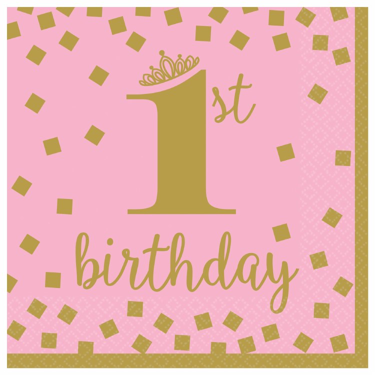First Birthday Girl Lunch Napkins 16ct