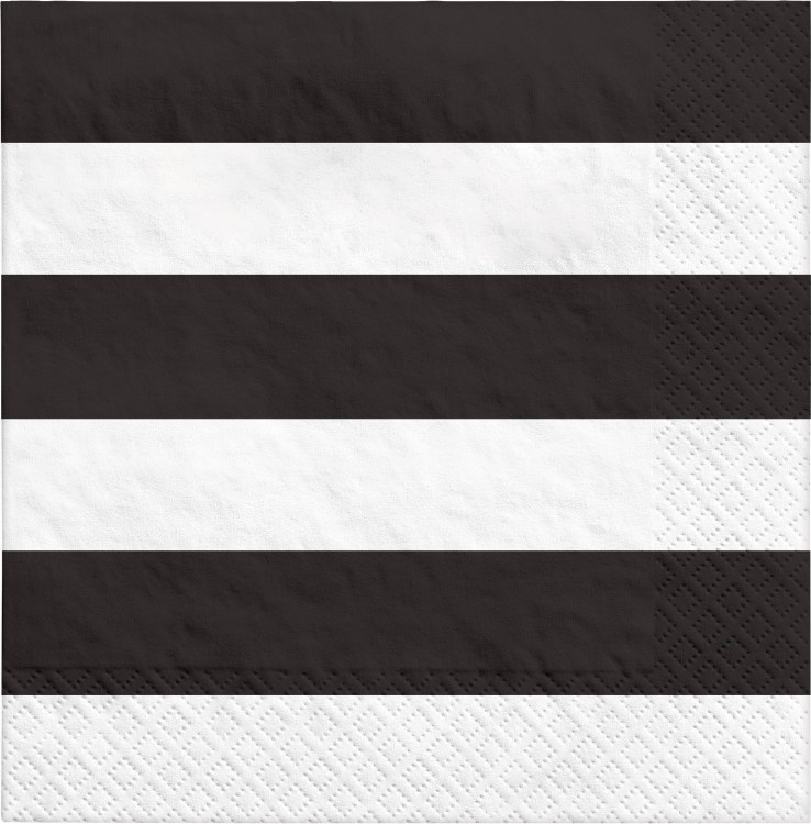 Solid Stripe Blk Lunch Napkin