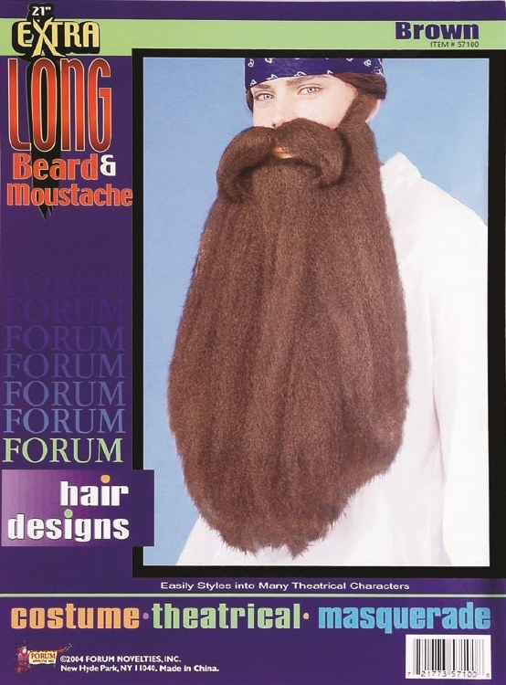 Beard/Moustache Long 18" Brown