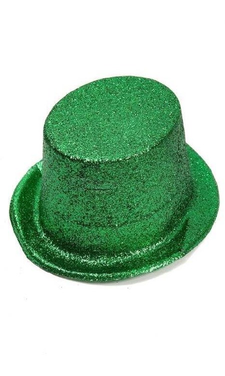 Hat Top Glitter Green Plastic