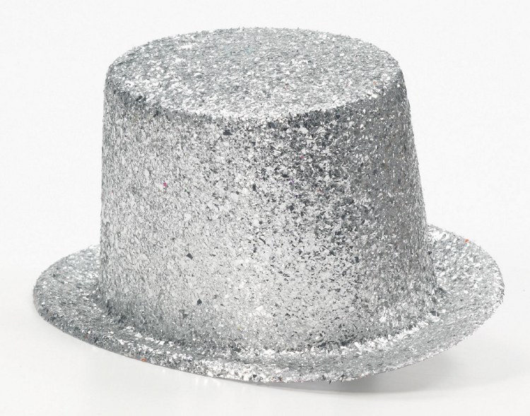 Hat Top Glitter Silver Plastic