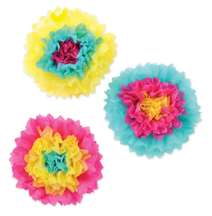 Tissue Flowers Brights 3pk