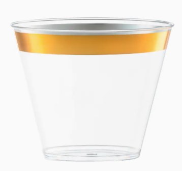 Tumblers 9oz Clear GldRim 20pk