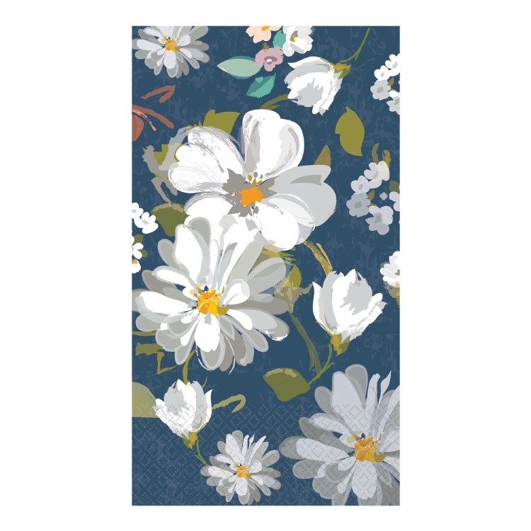 Navy Daises Guest Towels ~ 16 Count