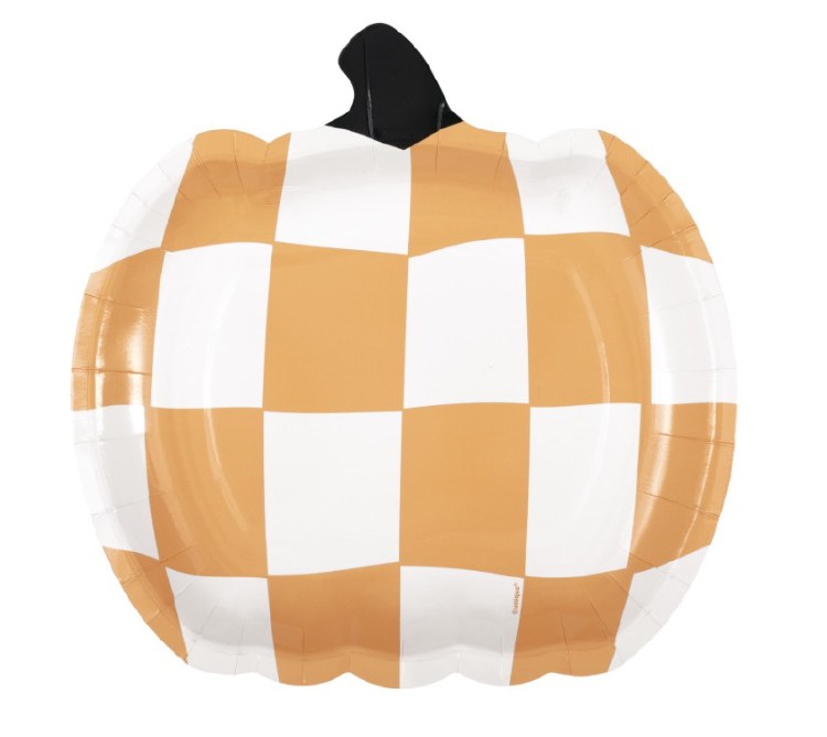 Checkered Pumpkin 9" Plate 8ct