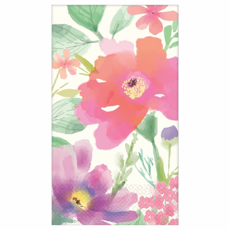 Watercolor Florals Guest Towels ~ 16 Count