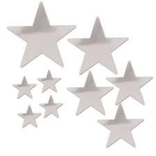 Star Cutouts Silver Foil 9pk