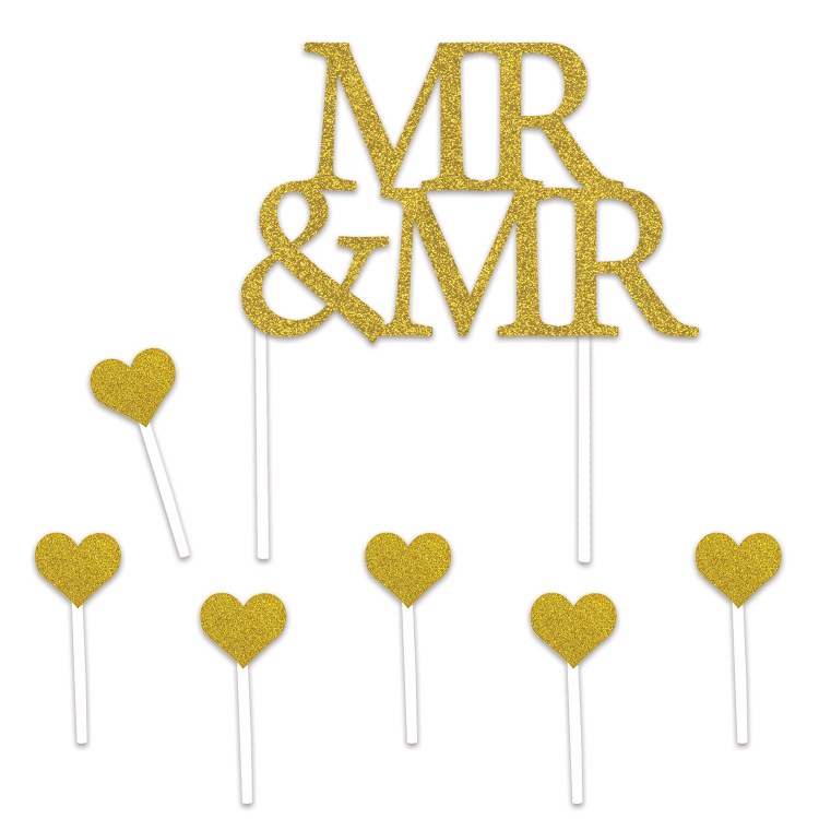 Mr &amp; Mr Cake Topper Gold