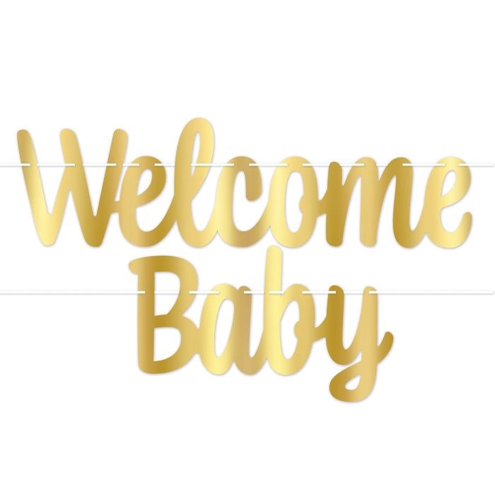 Welcome Baby Banner Gold