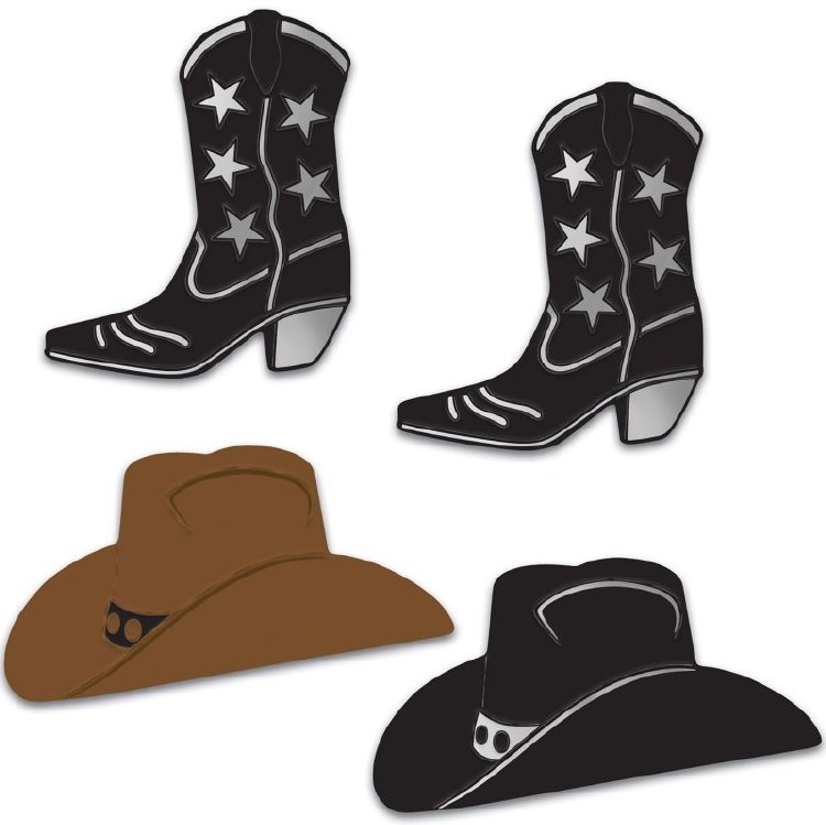 Cowboy Hat/Boots Cutouts 4pcs