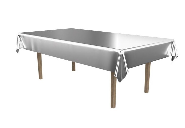 Silver Metallic Plastic Rectangular Tablecover