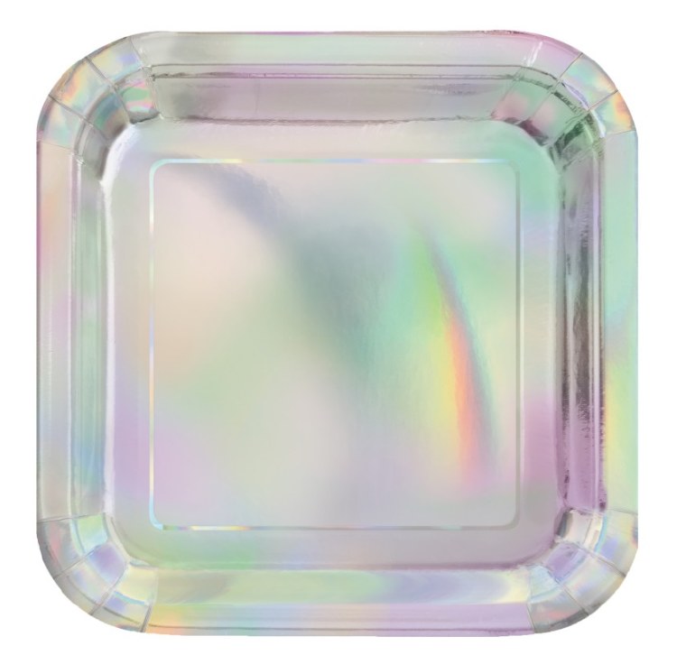 Iridescent Square 9" Plate 8ct