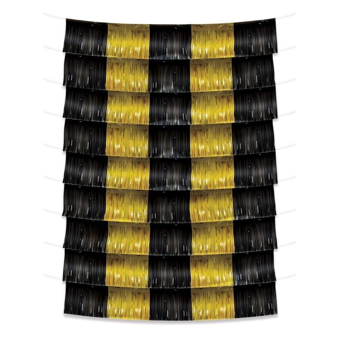 Metallic Fringe Backdrop BK/GD