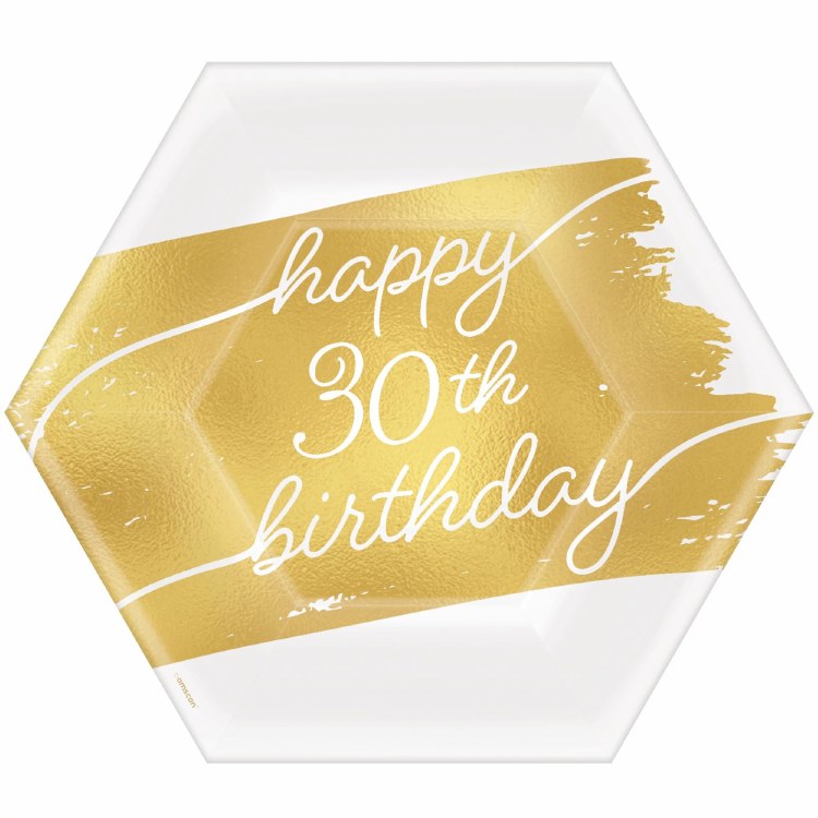 Golden 30th 7" Hexagon Plates