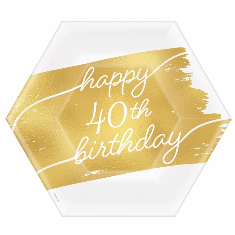 Golden 40th 7" Hexagon Plates