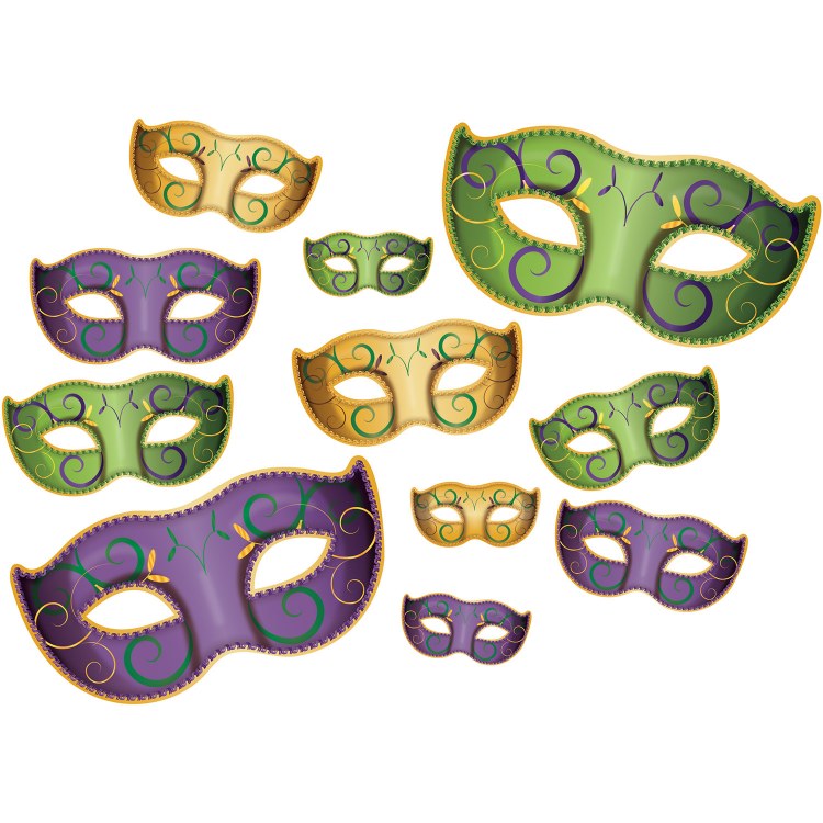 Mardi Gras Masks Cutouts 11pk