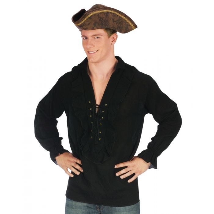 Pirate Shirt Ruff Blk STD