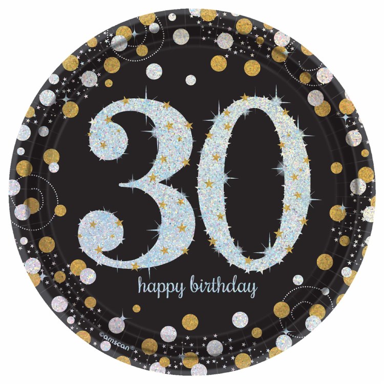 Sparkling 30th 7" Plate 8ct