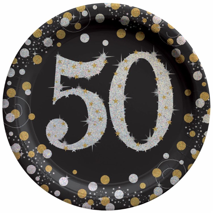 Sparkling 50 7in Plates 8ct
