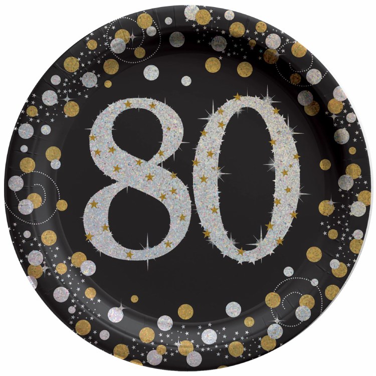 Sparkling 80th 7in Plate 8ct