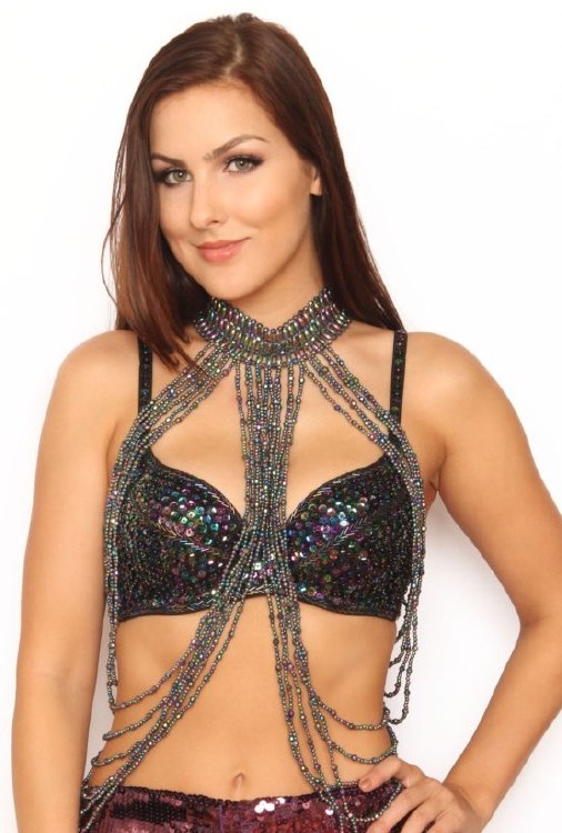 Black Aurora Borealis Beaded Body Chain