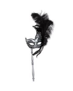 Mask Feathered Blk/Slv Stick
