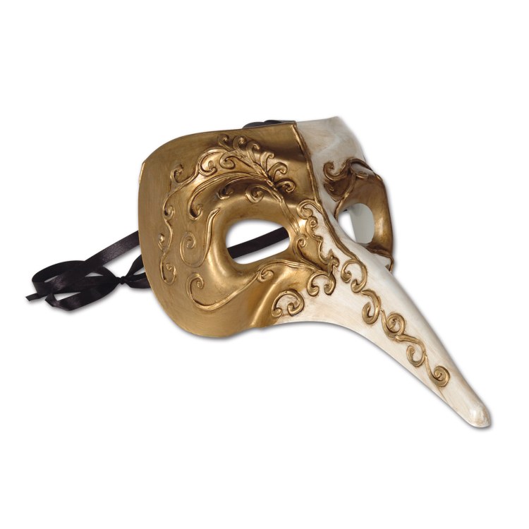 Mask Long Nose Wht Gld
