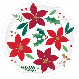 Christmas Wishes Heavy Duty Dessert Plates ~ 8 Pack/12"