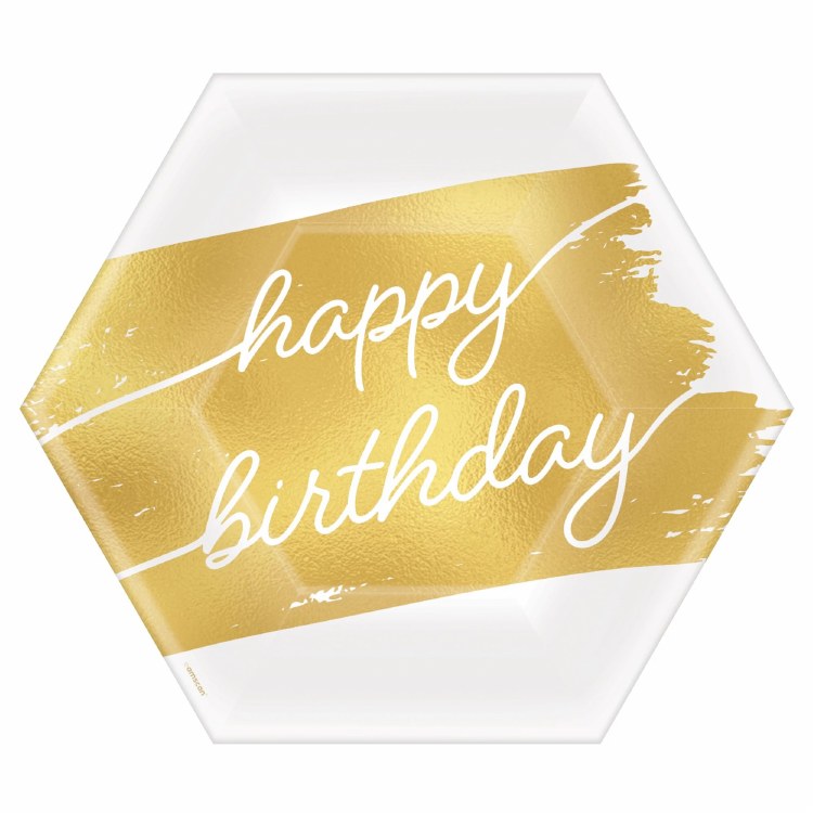 Golden Birthday 7in Plates 8ct