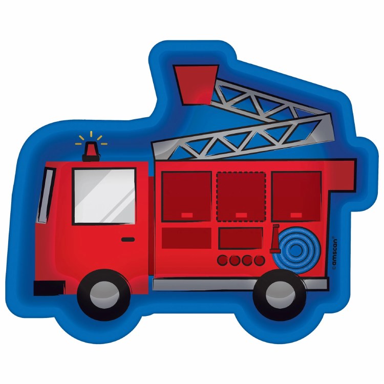 Fire Truck Shaped 7in Plates