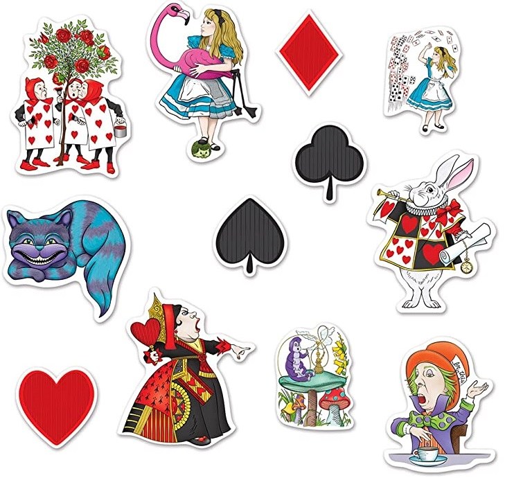 Alice in Wonderland Cutouts 12pk