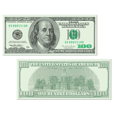 Cutout $100 Dollar Bill
