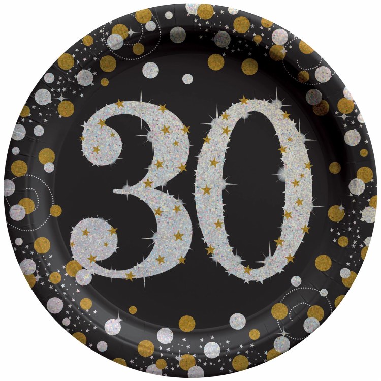 Sparkling 30th 9in Plate 8ct