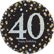 Sparkling 40th 9in Plate 8ct