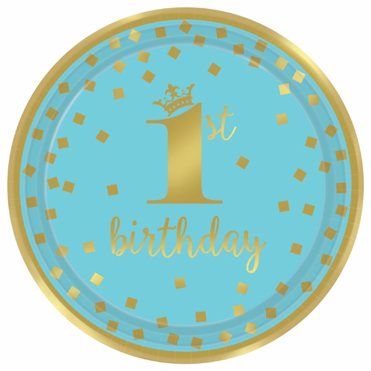 First Birthday Boy 9in Plates 8ct