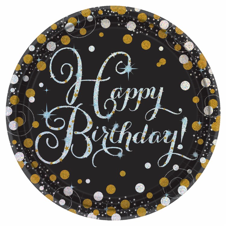 Sparkling Birthday 9in Plate 8ct