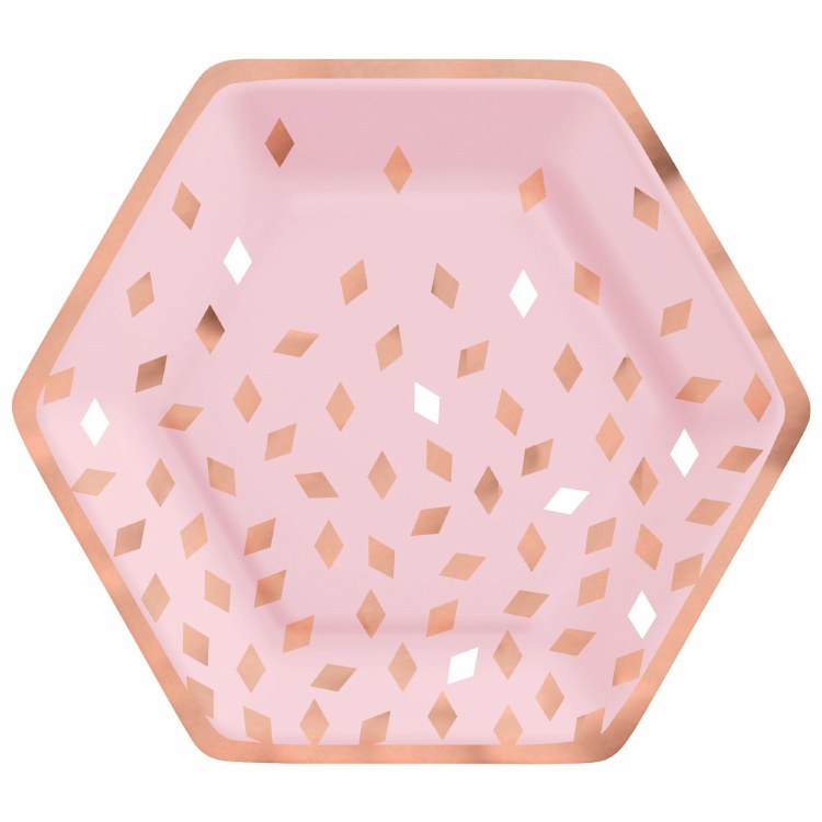 Blush Bday Plate 9" Hexagon