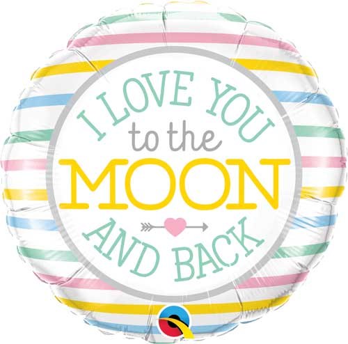 Gender Neutral, I Love You To The Moon And Back • Standard Size 18" Mylar Helium Balloon