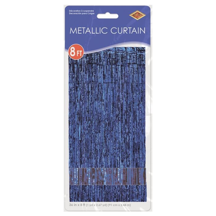 Metallic Door Curtain Blue ~ 36" x 8'